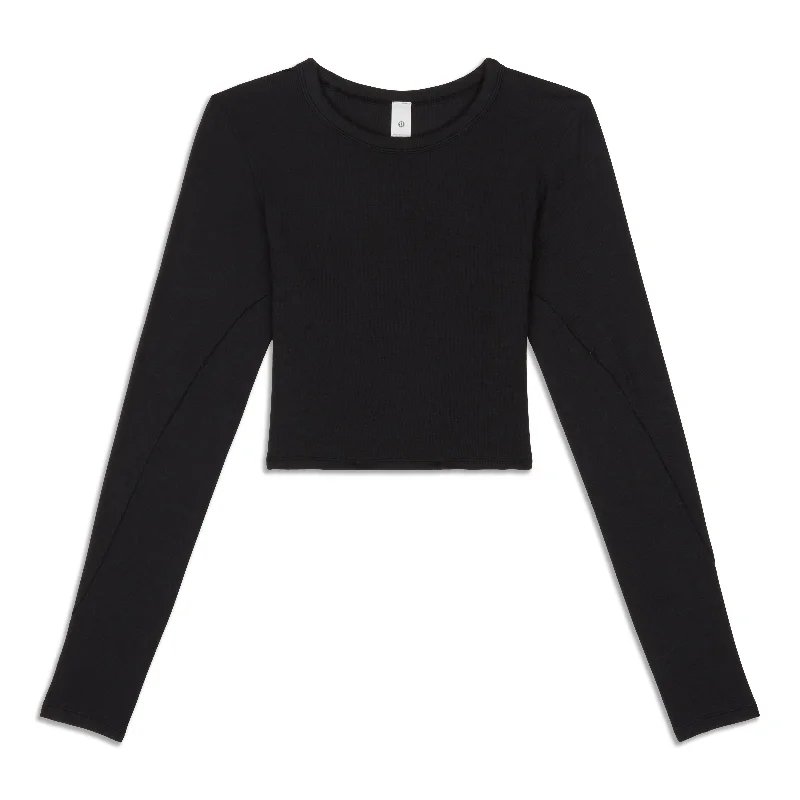 Cool Summer Hold Tight Straight-Hem Cropped Long-Sleeve Shirt - Resale