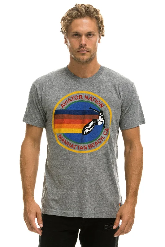 Stand-up collar design AVIATOR NATION MANHATTAN BEACH TEE SHIRT - HEATHER GREY