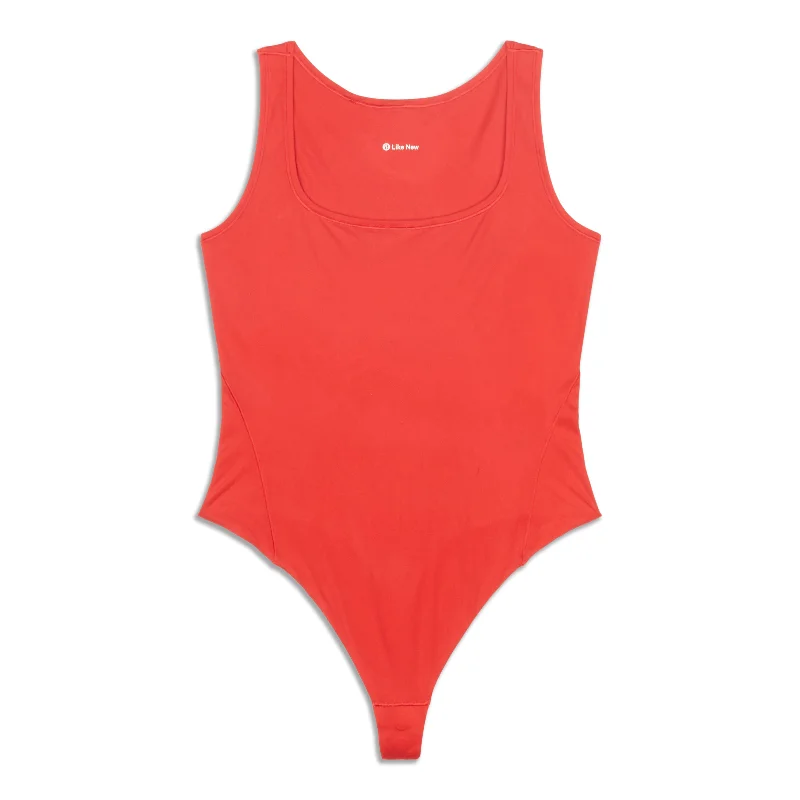 Casual And Versatile Wundermost Ultra-Soft Square-Neck Sleeveless Bodysuit - Resale