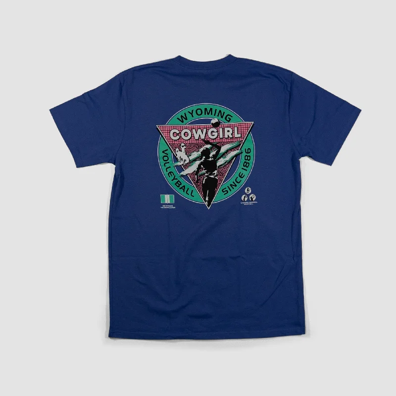 Single-shoulder Neck Design Wyoming Cowgirl Volleyball Tee
