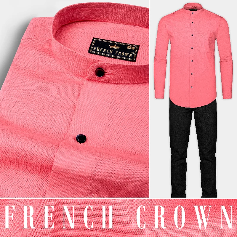 Alice style Light Coral Pink Luxurious Linen Shirt