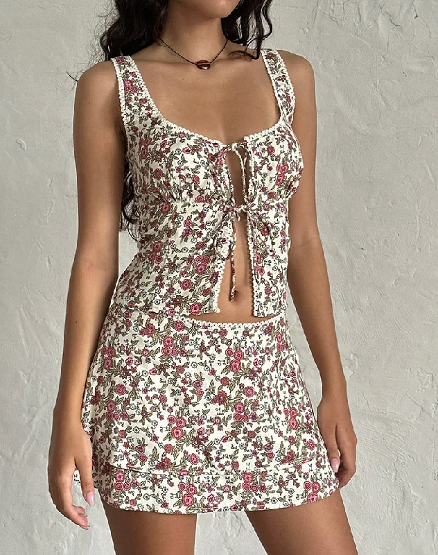 Knitted Design Luiso Mini Skirt in Vintage Bloom Ivory