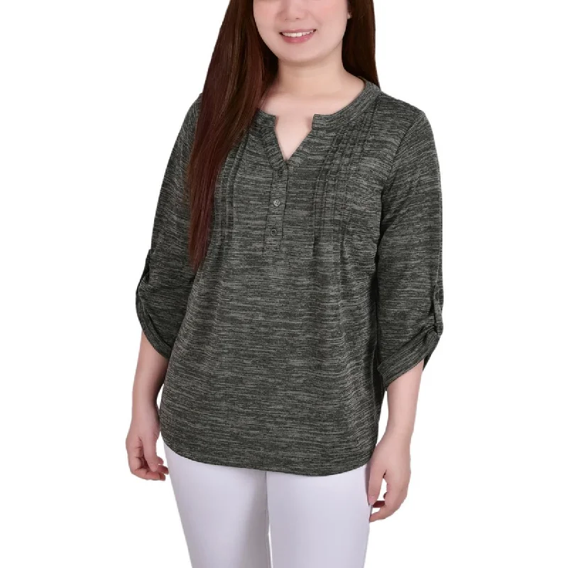 Sports Casual Style NY Collection Womens Petites Knit Space Dyed Pullover Sweater