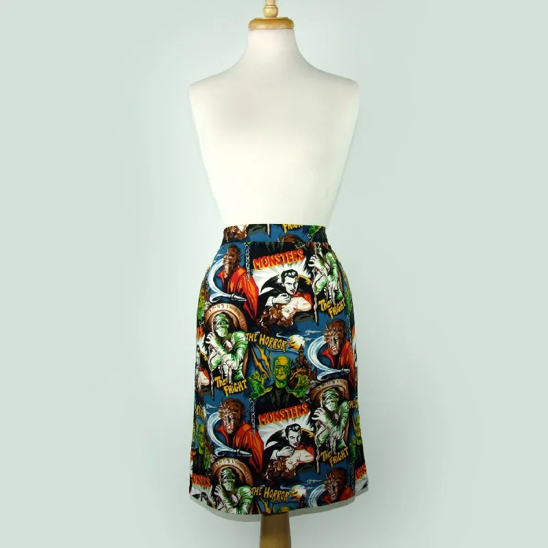 Sports Vitality Style Pinup Hollywood Monsters Pencil Skirt #S-PP712