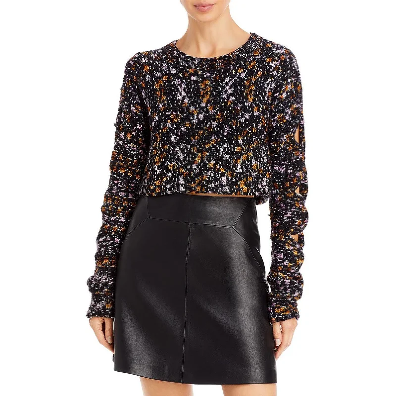 Retro Lace Fabric Sea New York Womens Ceres Wool Blend Crochet Pullover Sweater