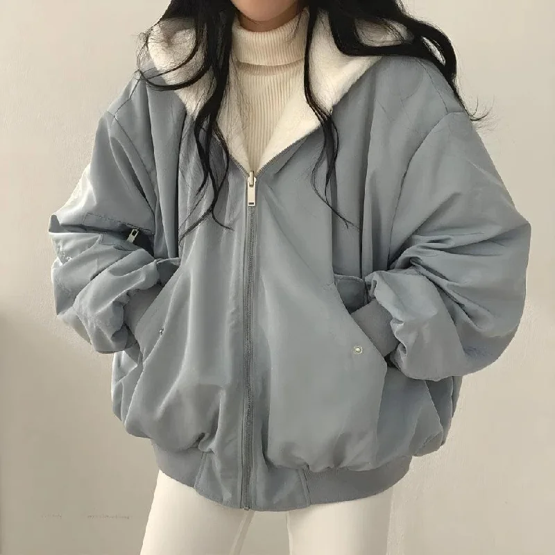 Celebrity Style Teddy Reversible Hooded Jacket