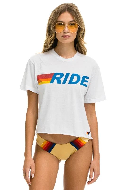 Celebrity Style RIDE LOGO BOYFRIEND TEE - WHITE