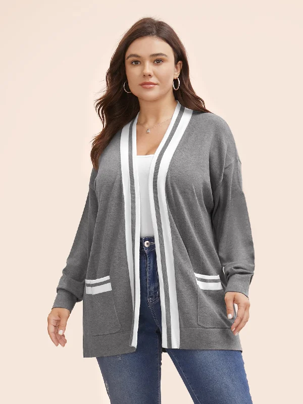 Fashion Style Supersoft Essentials Contrast Slit Hem Cardigan