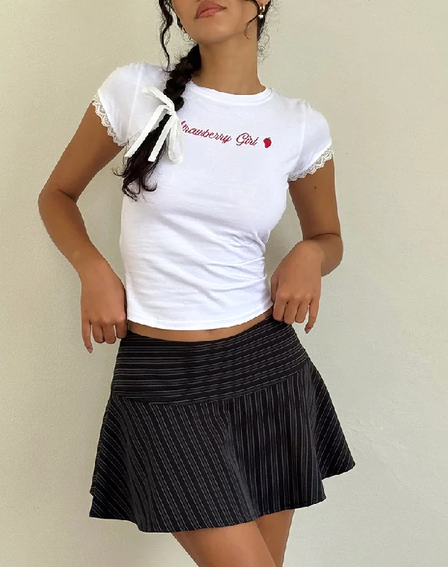 Beautiful Romance Zelian Mini Skirt in Pinstripe Black