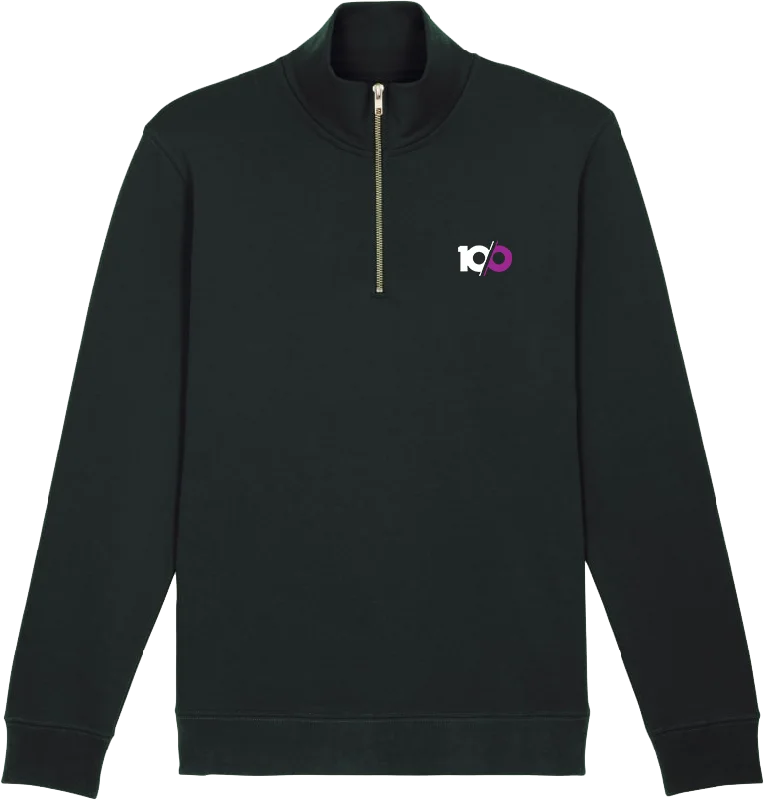 Elegant Style ten/o - 'Logo' Embroidered Quarter Zip - Black