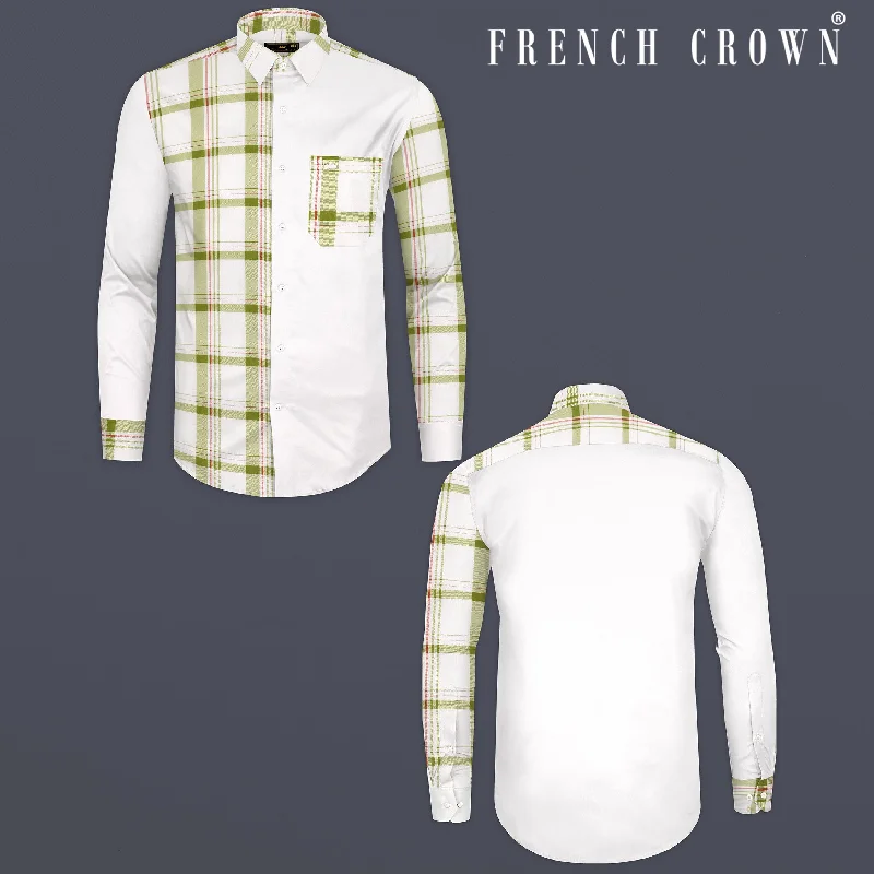 Ultra-lightweight Half White Half Checkered Super Soft Premium Cotton Designer Shirt Ultra-lightweight Half White Half Checkered Super Soft Premium Cotton Designer Shirt