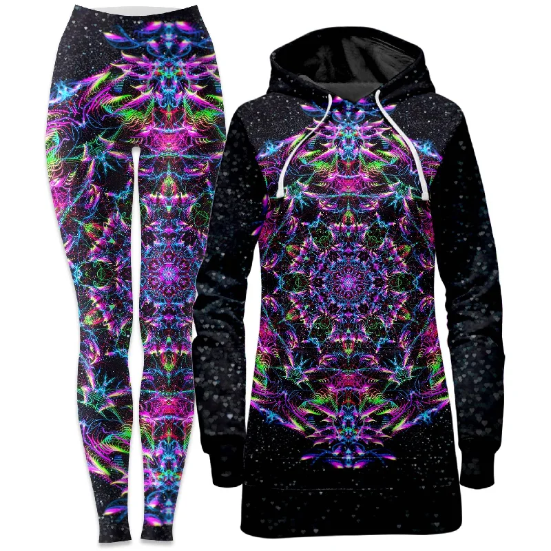 Leisure Travel Purp Geometric Hoodie Dress and Leggings Combo