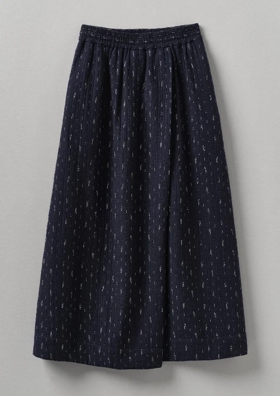 Sweet Girl Dobby Stitch Cotton Skirt | Indigo/Blue