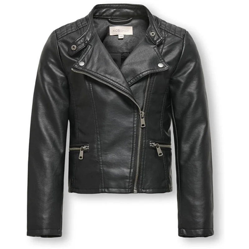Renaissance Style Kids ONLY Black Freya Faux Læder Biker Jacket Noos