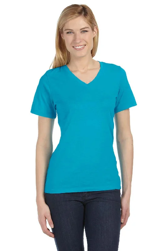 Advanced Customization Bella + Canvas Womens Relaxed Jersey Short Sleeve V-Neck T-Shirt - Turquoise Blue
