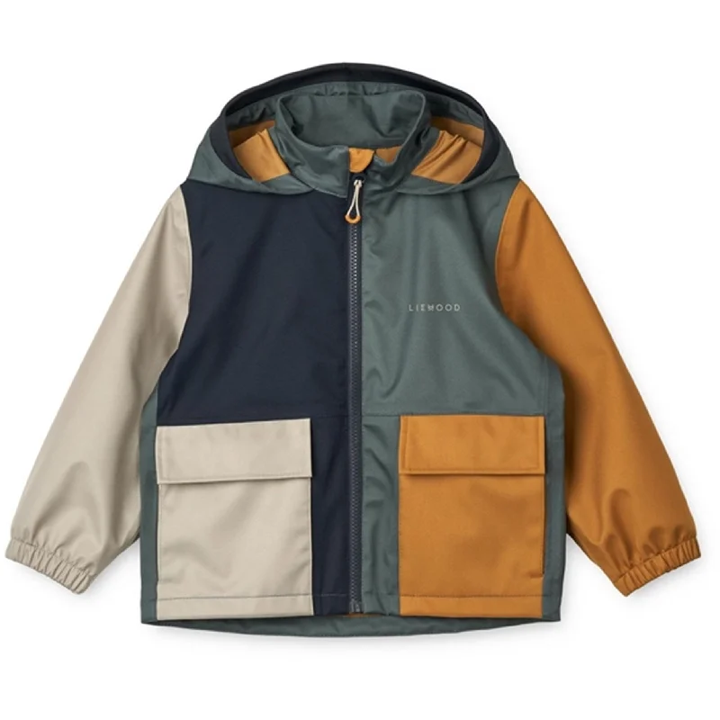 Single-shoulder Neck Design Liewood Whale Blue Multi Mix Aron Jacket