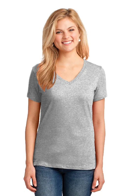 Comfortable And Simple Port & Company Womens Core Short Sleeve V-Neck T-Shirt - Ash Grey Comfortable And Simple Port & Company Womens Core Short Sleeve V-Neck T-Shirt - Ash Grey