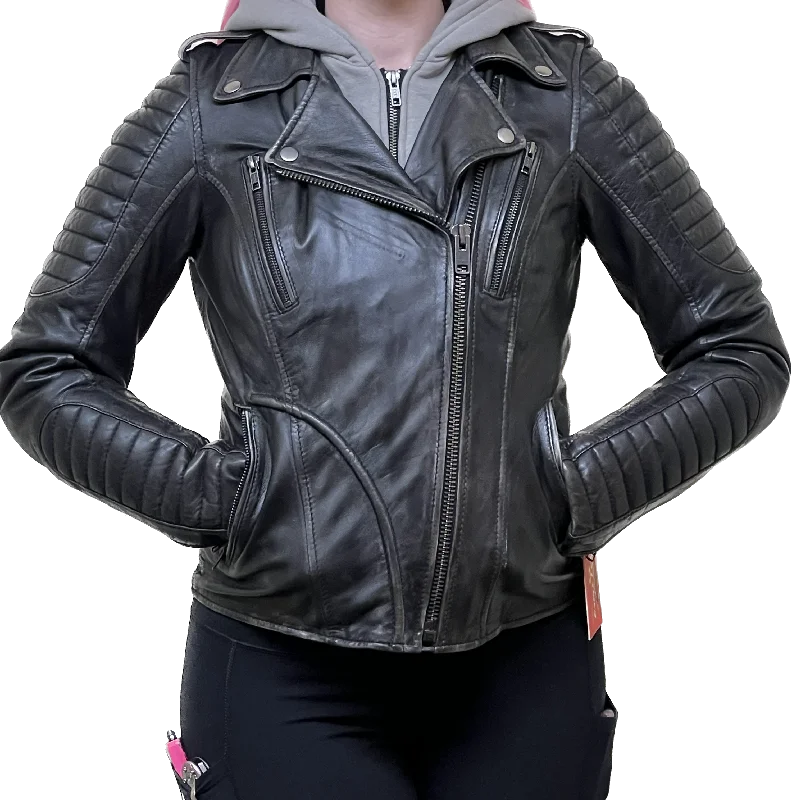 Energetic Ladies Soft Lambskin Hoodie Jacket