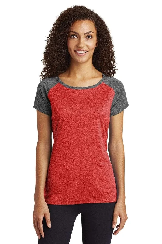 Letter embroidery Sport-Tek LST362: Ladies Heather-On-Heather Contender Scoop Neck Tee