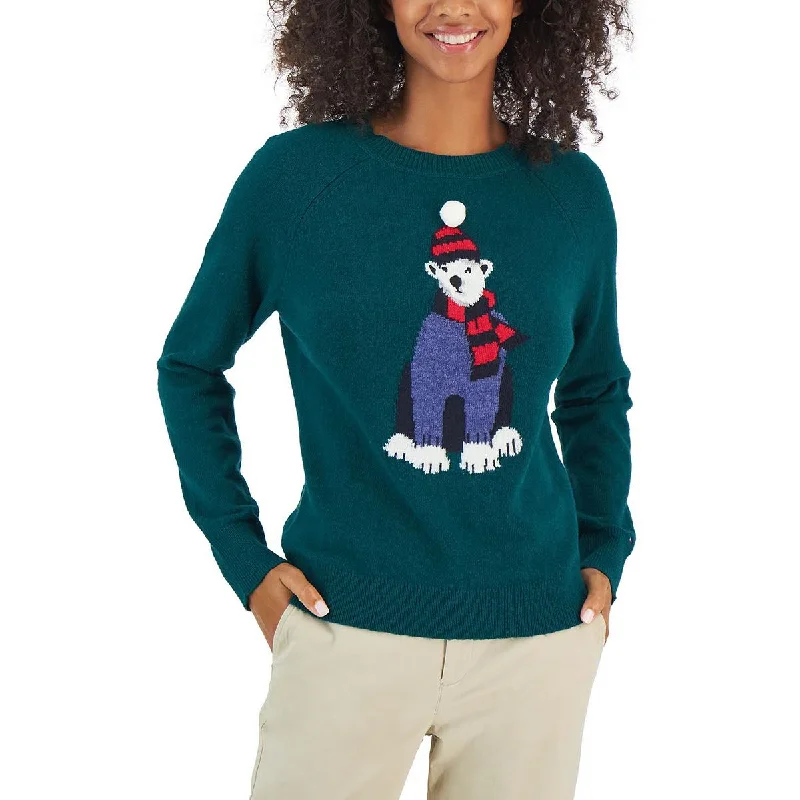 Street Vertical And Horizontal Design Tommy Hilfiger Womens Polar Bear Wool Blend Graphic Pullover Sweater