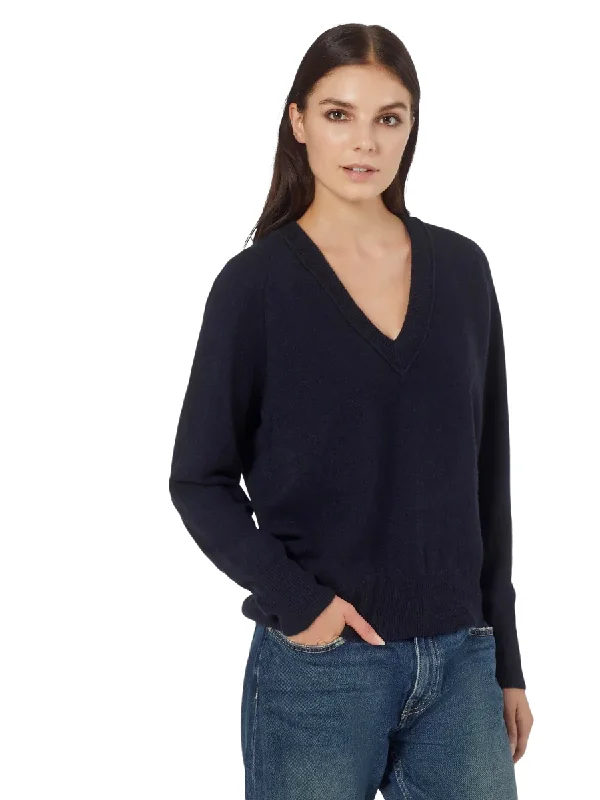 Windbreaker fashion Madalene V-Neck Cashmere Sweater - Eclipse