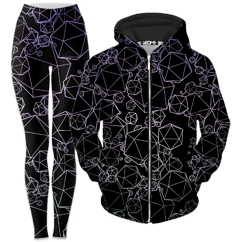 Design sense Icosahedron Madness Cold Zip-Up Hoodie and Leggings Combo