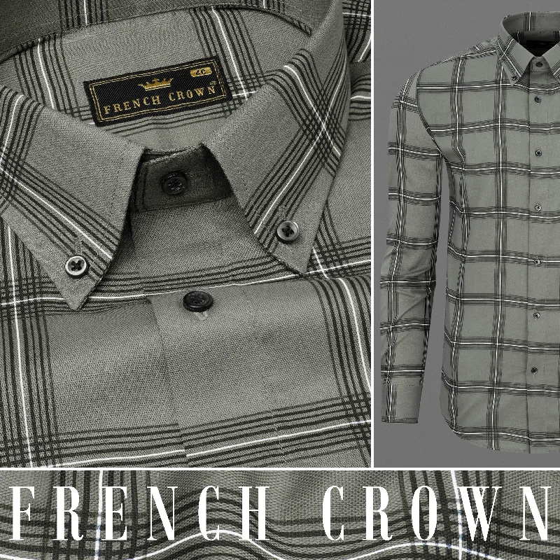 Nightclub Style Ironside Green Windowpane Royal Oxford Shirt