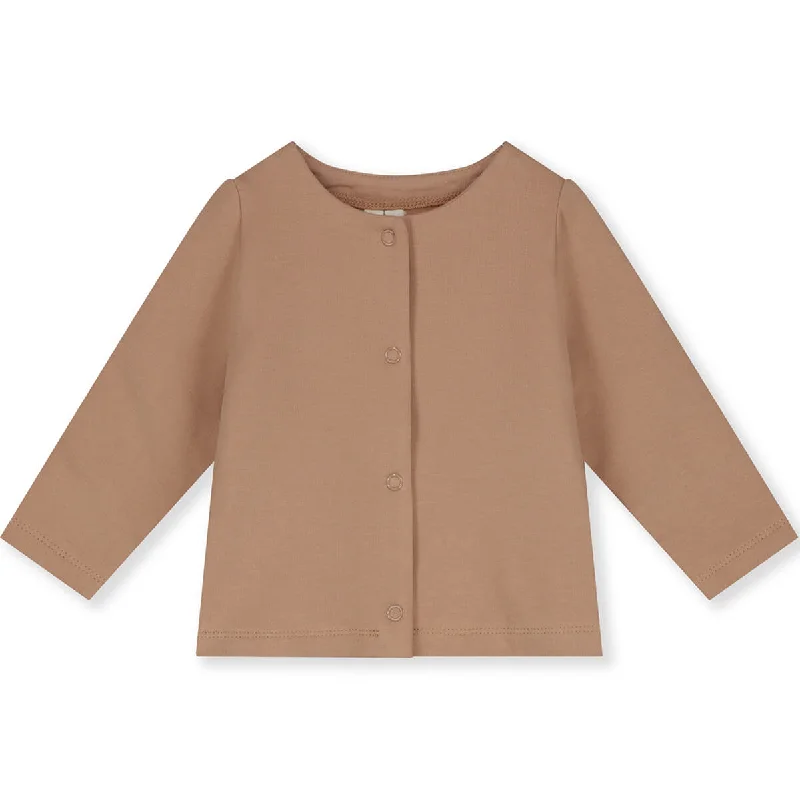 Personalized print Baby Cardigan in Biscuit by Gray Label - Last One In Stock - 0-3 Months