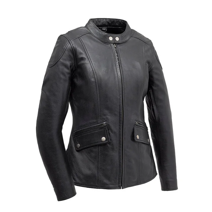 Nightclub Style Women's Jewel Leather Jacket
