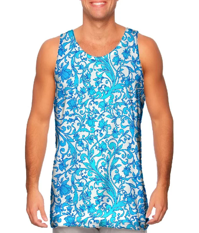 Sports Jumpsuit Swirl Flower Navy Turquoise Pattern