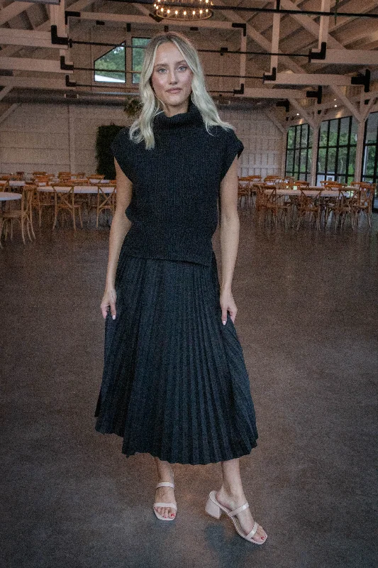 Amazing design Full of Charm Pleated Midi Skirt, Black | Sadie & Sage