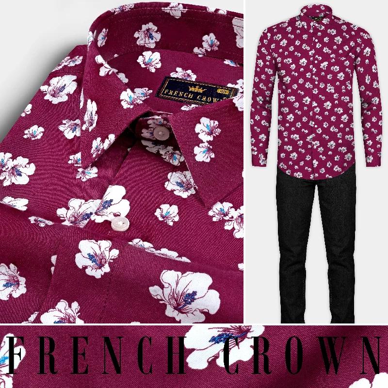 Printed pattern Camelot Red Floral Printed Twill Premium Cotton Shirt