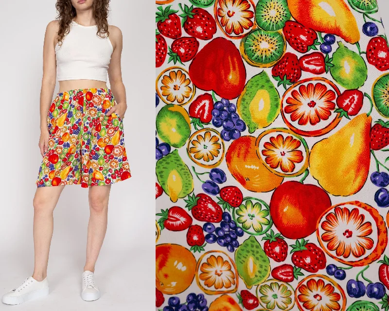 Skirt style Med-Lrg 80s Fruit Print High Waisted Wide Leg Shorts
