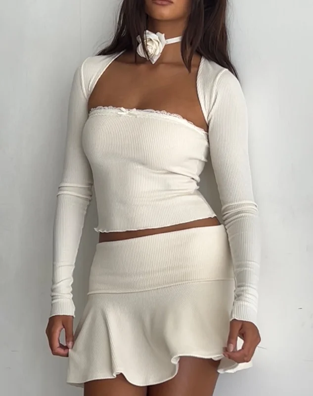 Sports Tights Orla Micro Mini Rib Skirt in Ivory