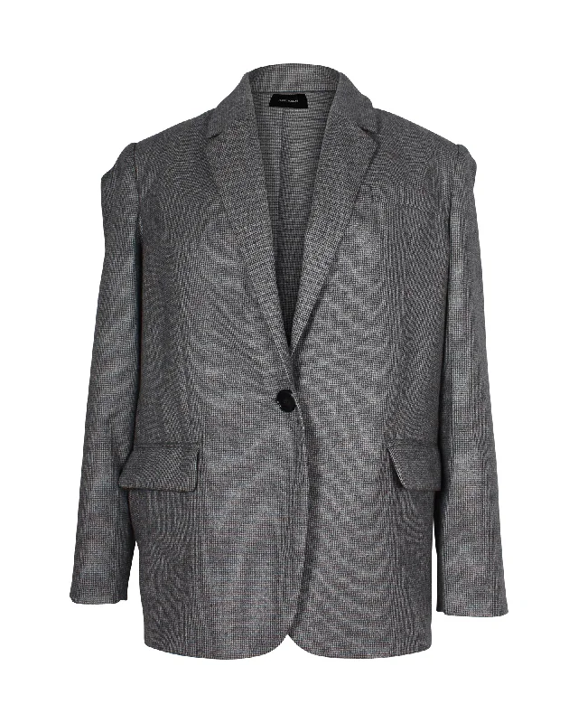 Street Casual Style Isabel Marant Oversized Blazer Jacket in Grey Virgin Wool