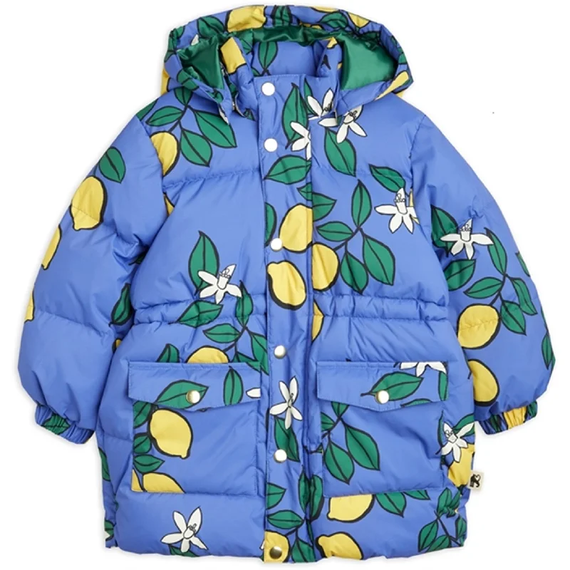 Classic style Mini Rodini Lemons Aop Heavy Puffer Jacket Blue
