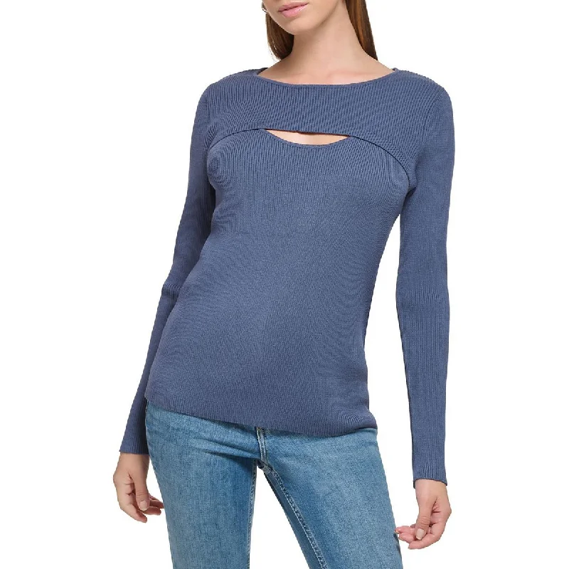 Retro Skirt Design Calvin Klein Womens Cutout Ribbed Knit Pullover Sweater