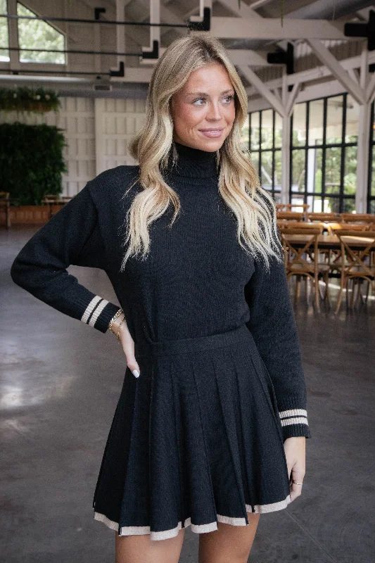 Leisure And Entertainment Nadine Pleated Sweater Skirt, Black