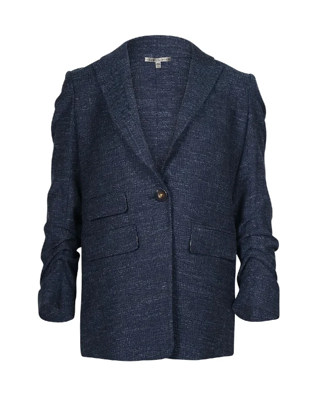 Sports Functional Style Veronica Beard Martel Dickey Herringbone Blazer in Blue Virgin Wool Sports Functional Style Veronica Beard Martel Dickey Herringbone Blazer in Blue Virgin Wool