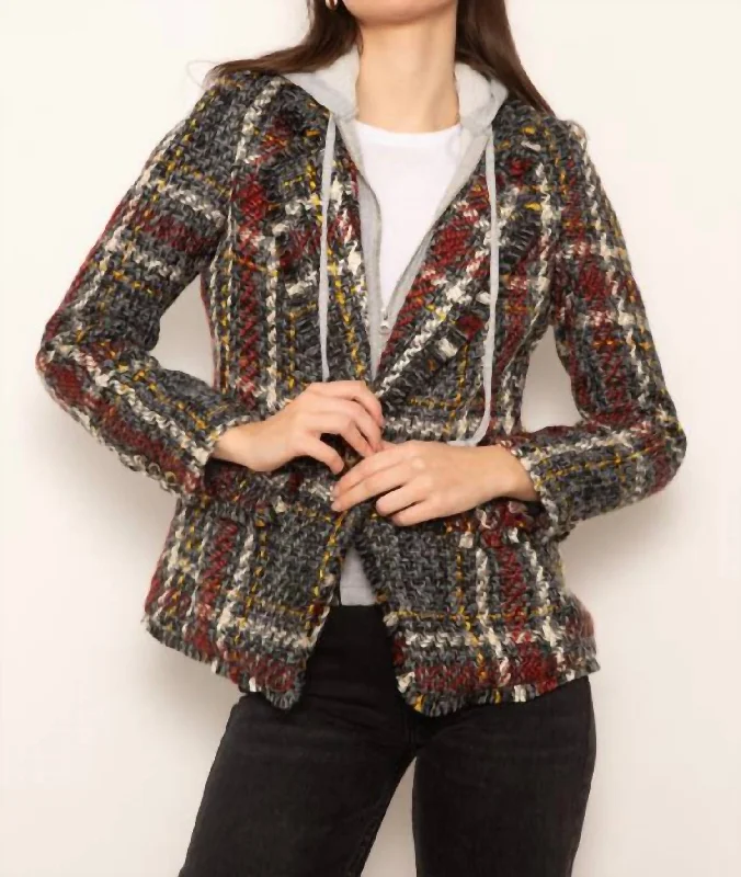 Low-key Luxury Barrett Frayed Tweed Dickie Blazer In Grey Multi