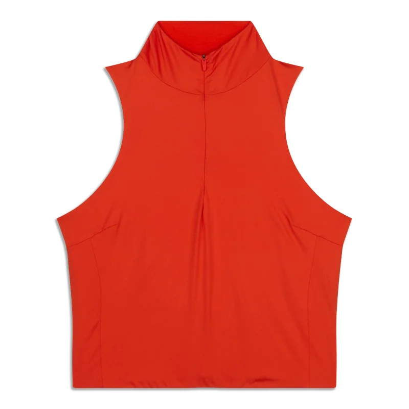 Retro Dress Tight-Fit Lined Half-Zip Tank Top - Resale