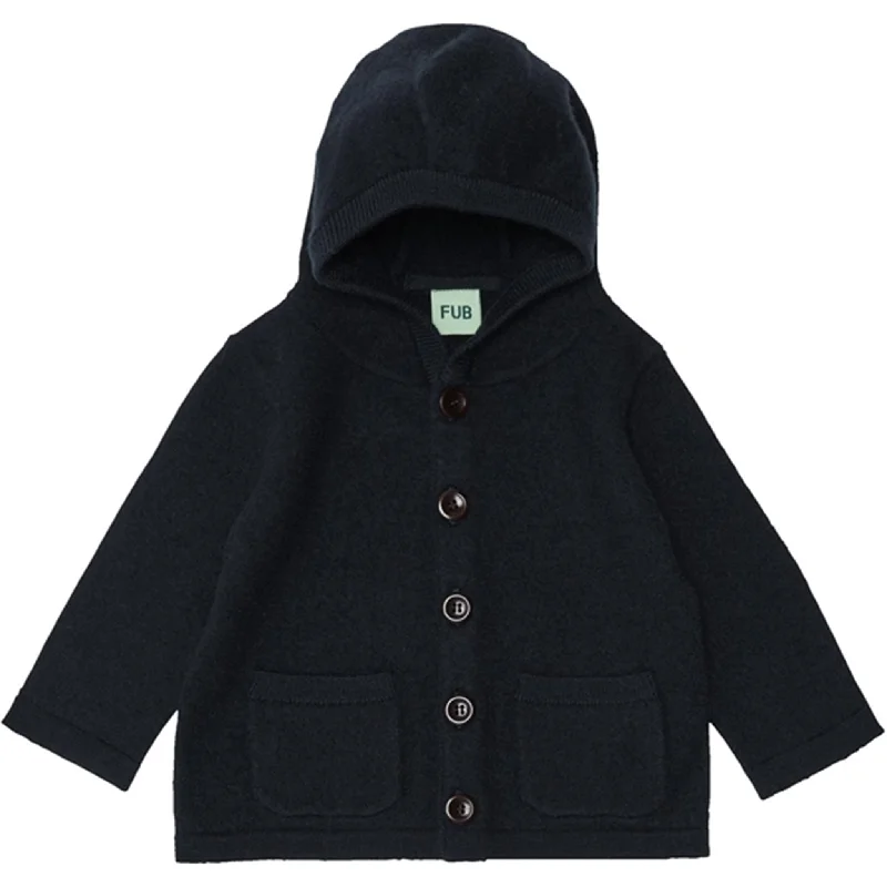 Round neck design FUB Baby Felted Jacket Dark Navy