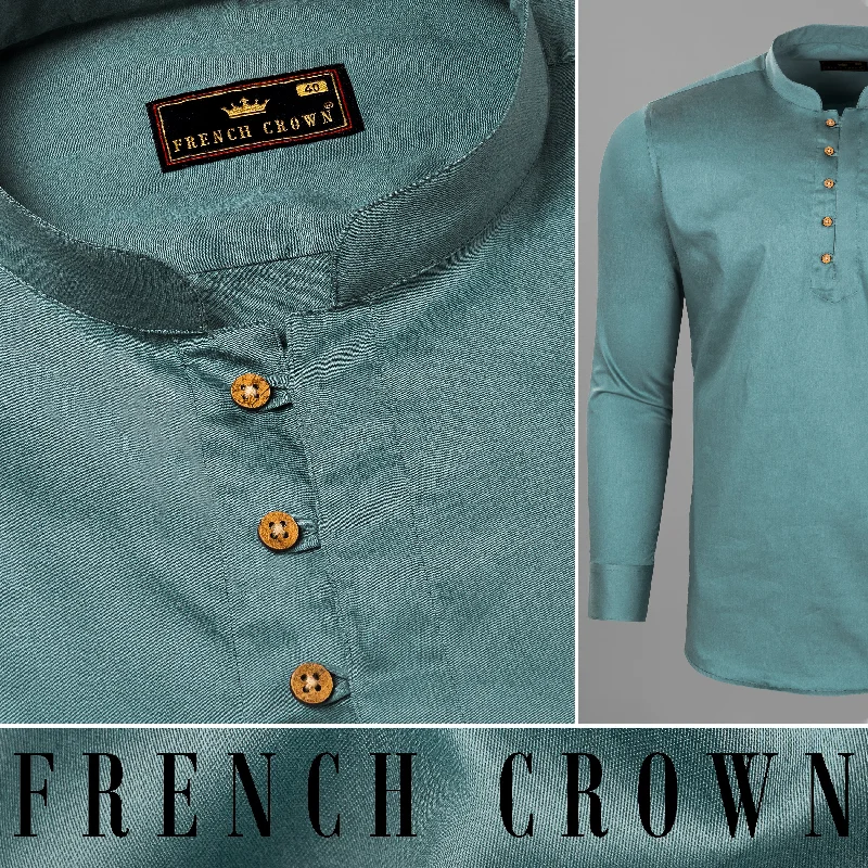 Sweet breath Nevada Blue Premium Cotton Kurta Style Shirt