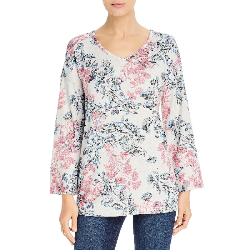 Street Graffiti Design Cupio Blush Womens Floral Fleece V-Neck Sweater