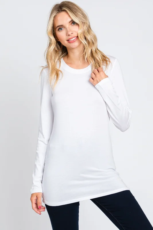 Celebrity Style White Long Sleeve Top