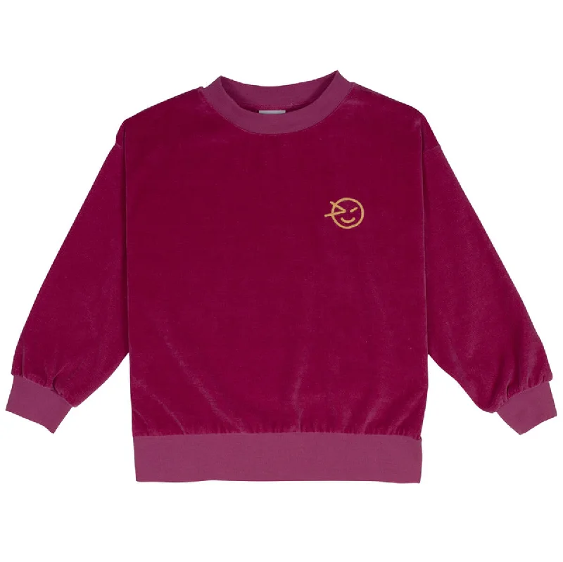 High-end atmosphere Velour Sweat in Pale Magenta by Wynken