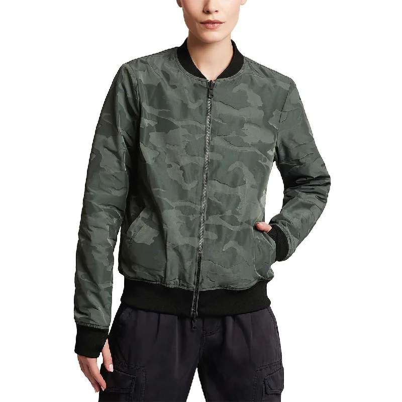 Cool Summer Blanc Noir Womens Camouflage Reversible Bomber Jacket