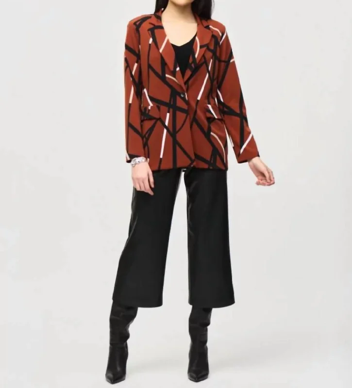 Stand-up collar design Business Notched Blazer In Cinnamon