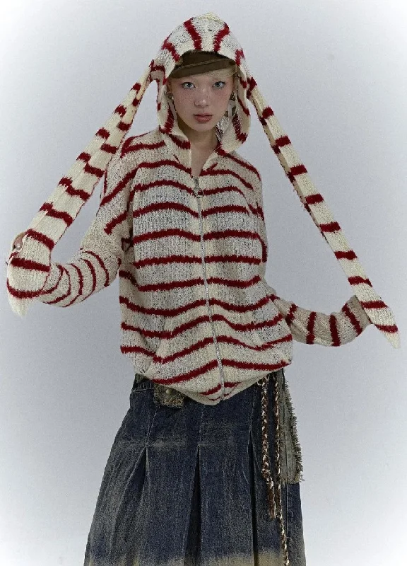 Customized Version Rabbit Ears Hooded Cardigan Jacket