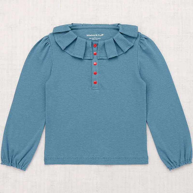 Street Style Ulla Top in Blue Smoke by Misha & Puff - Last Ones In Stock - 4-6 Years